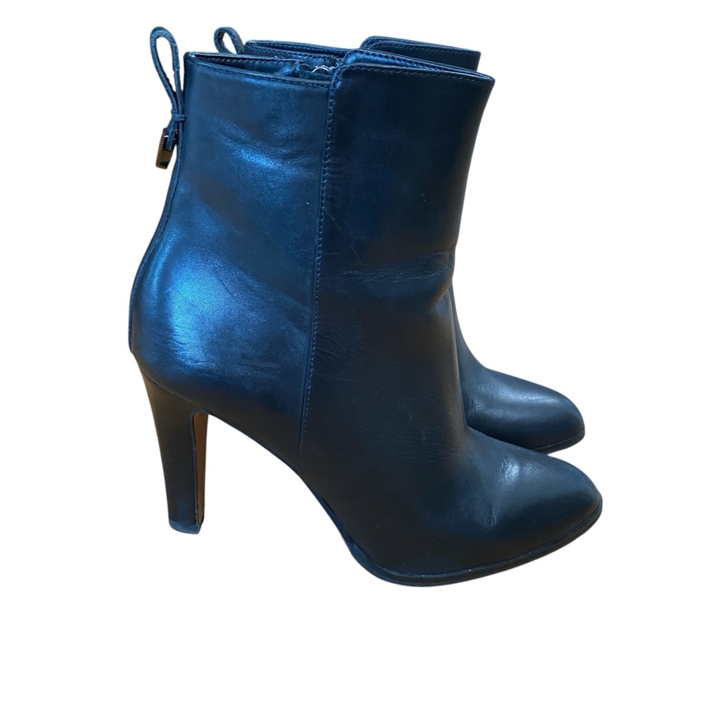 Coach Jemma Black Leather Ankle Boots Heeled Booties Zip Back Classic Size 7.5